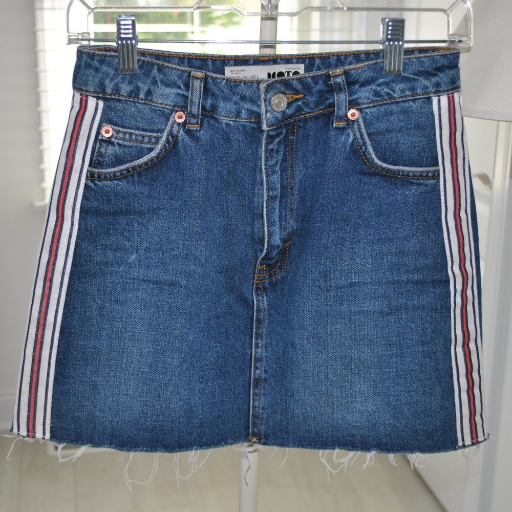 TopShop Denim Skirt with Side Stripes